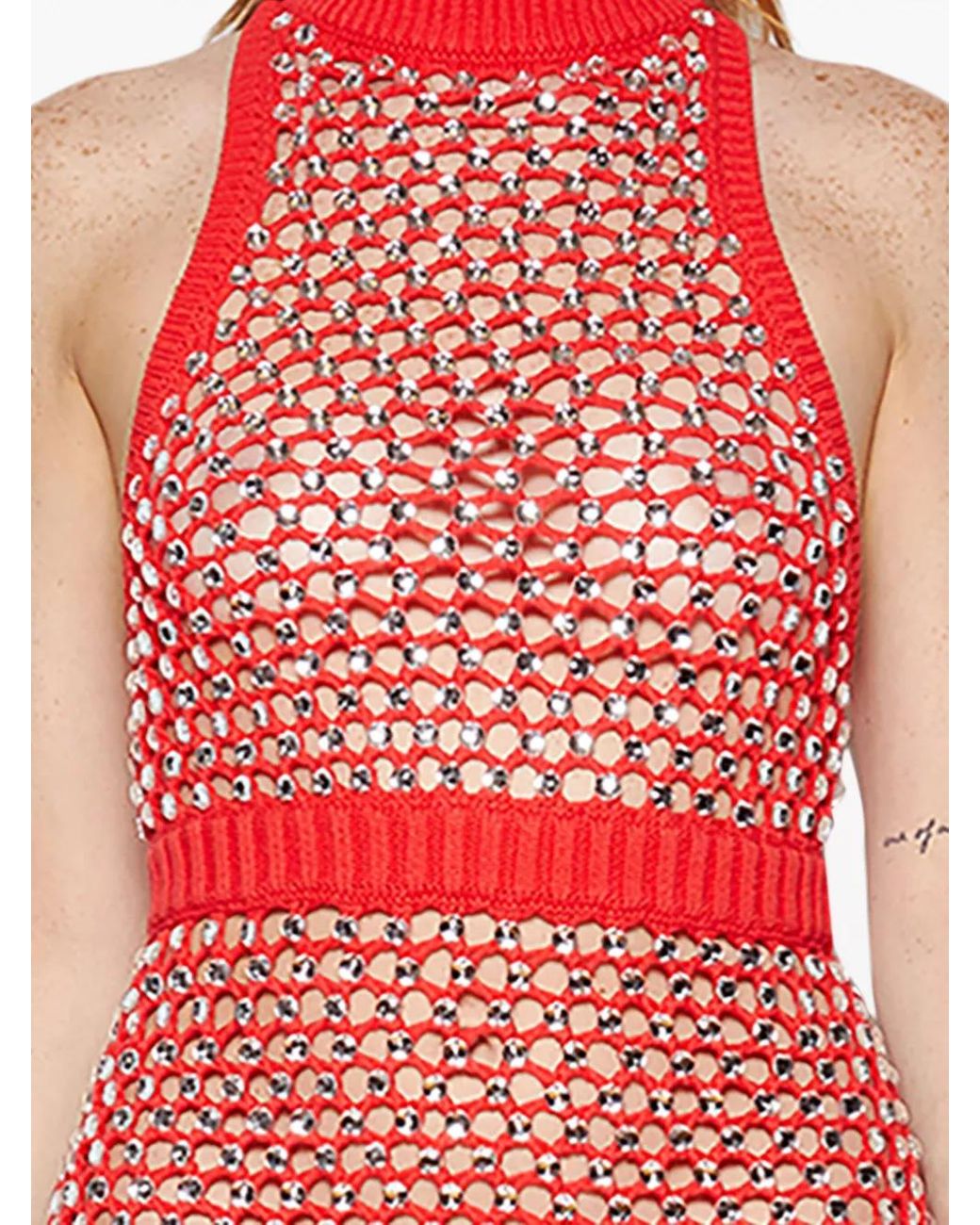 DIOTIMA Red Sly Open-Knit Minidress
