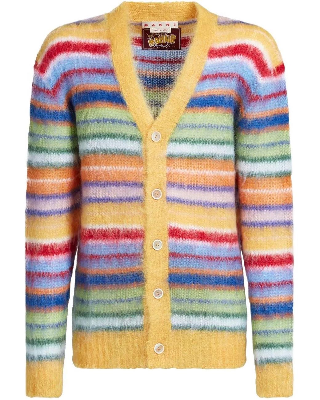 Marni Blue Striped Buttoned-Up Cardigan for men
