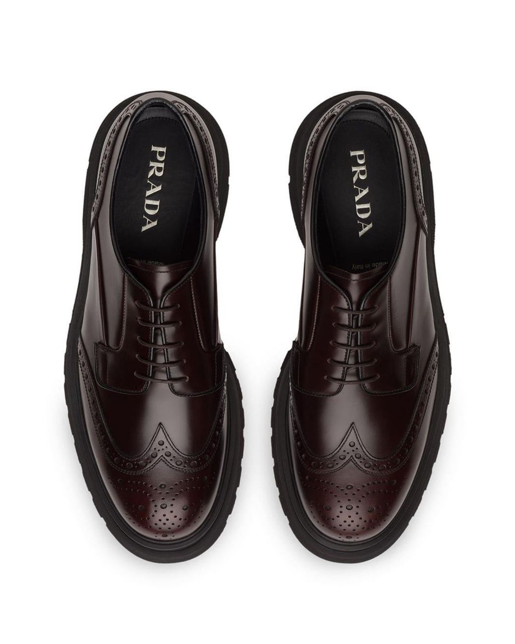Prada Brushed Leather Lug-sole Brogues 