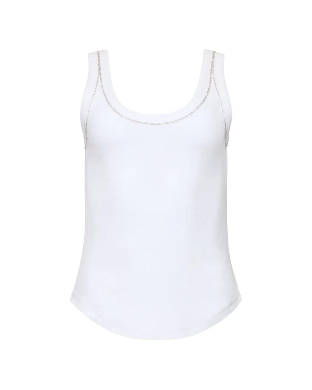 Cinq À Sept White Wilma Embellished Tank Top