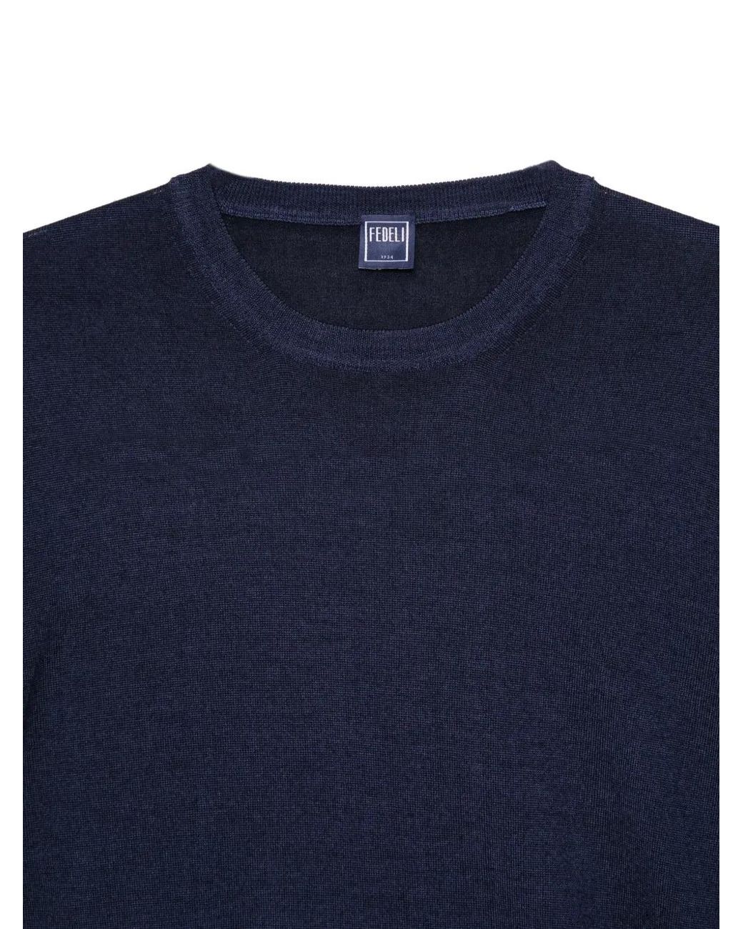 Fedeli Blue Merino-Wool Top for men