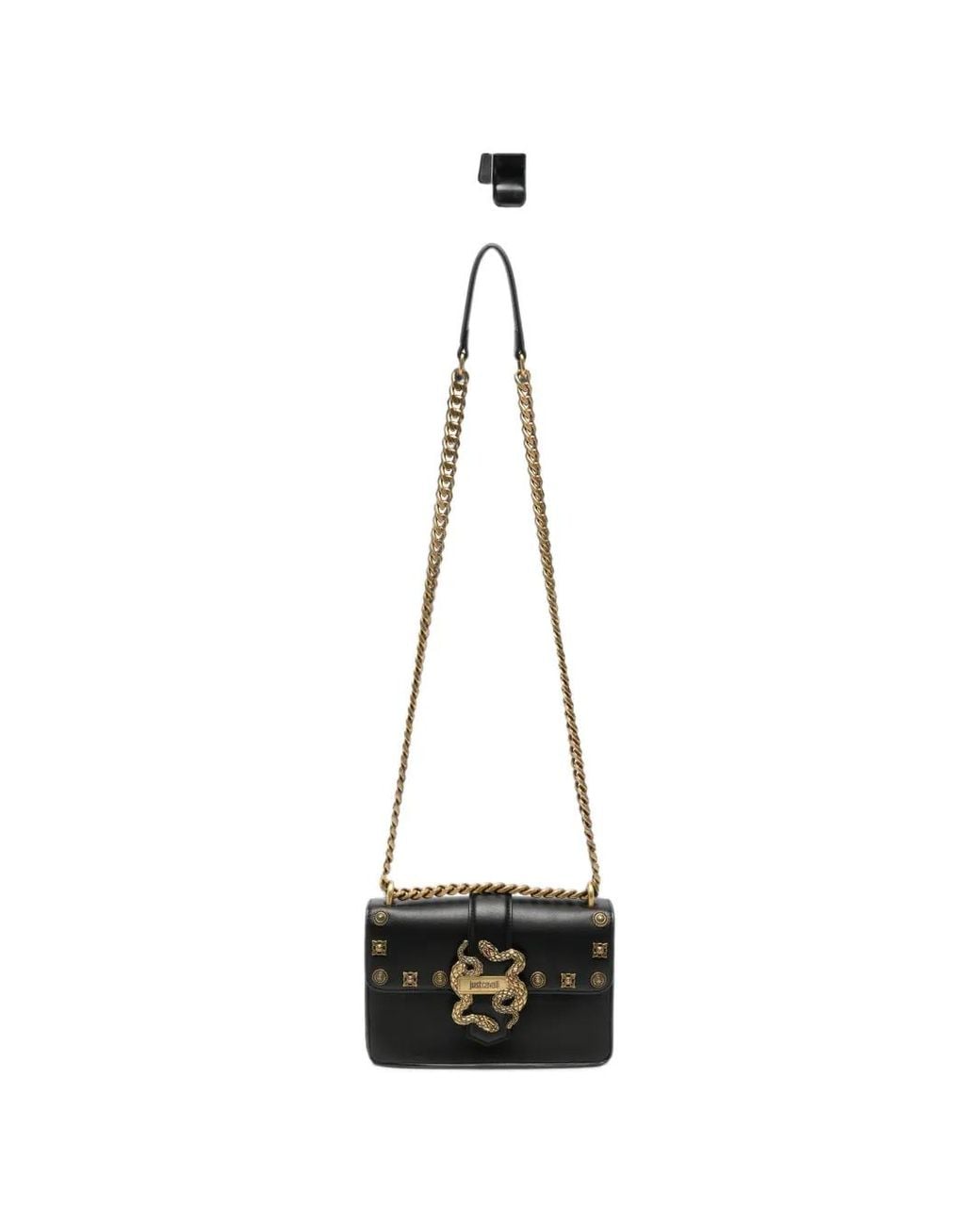 Just Cavalli White Snake-Plaque Studded Shoulder Bag