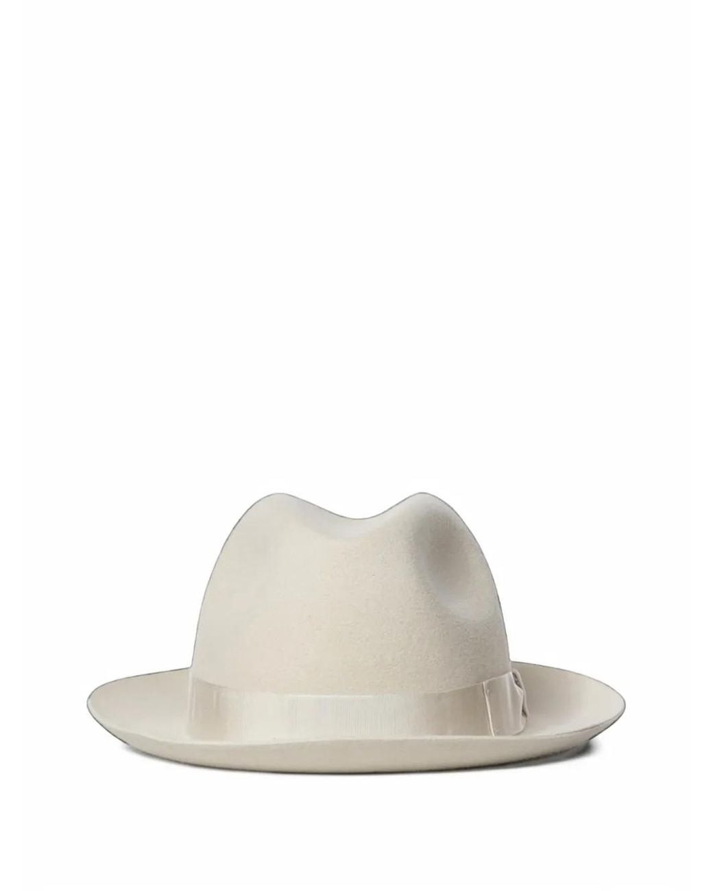 Borsalino White Damiano Grosgrain-Trim Fedora Hat for men