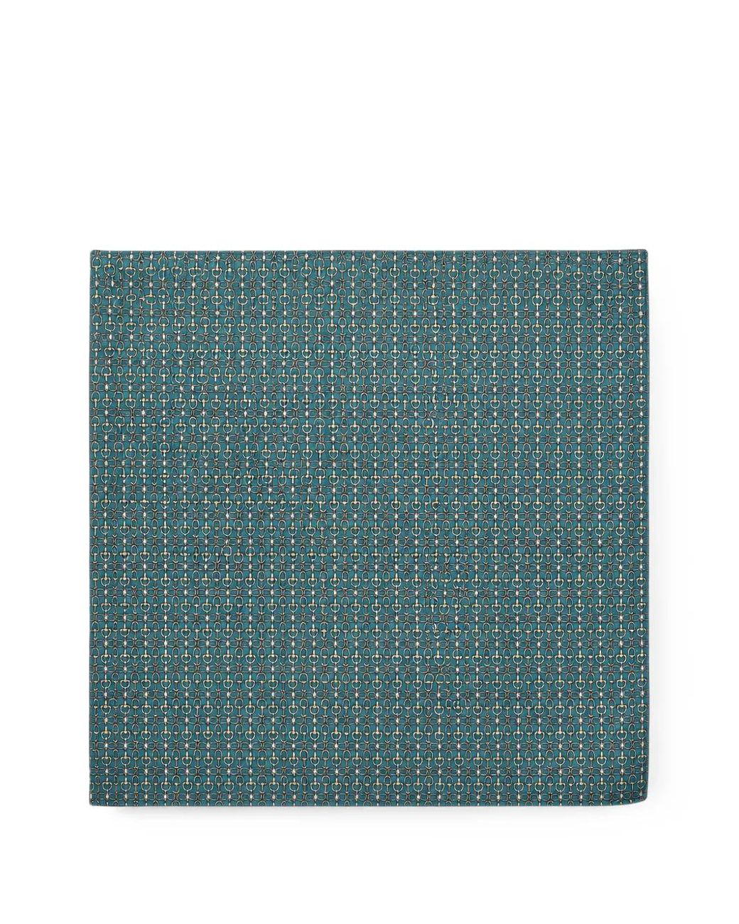 Tombolini Green Horsebit-Print Pocket Square for men
