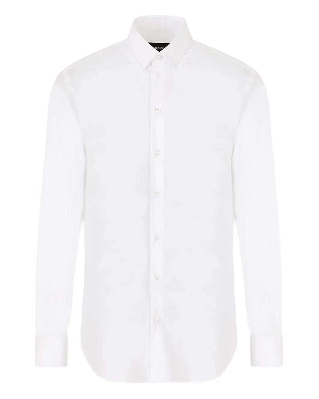 Emporio Armani White Long-Sleeve Buttoned Shirt for men