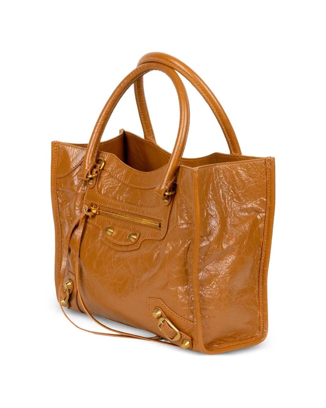 Balenciaga Brown Zip Lamb Clutch Bag