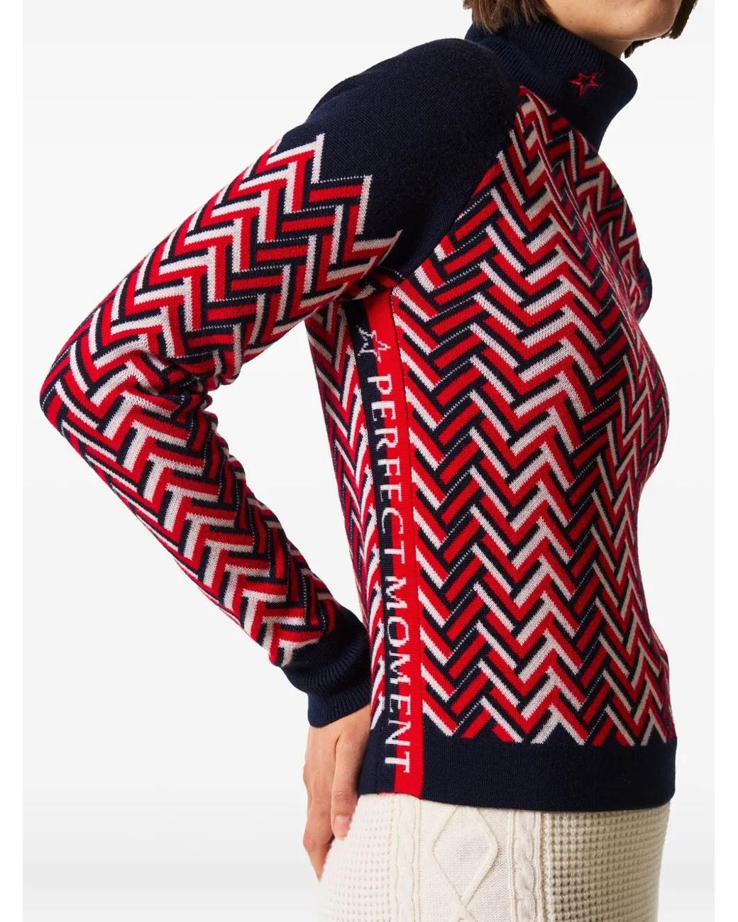 Perfect Moment Red Chevron-Pattern Sweatshirt