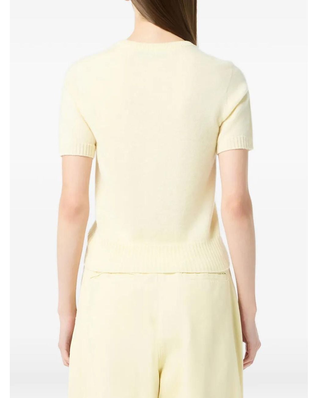 Blumarine Natural Short-Sleeve Sweater