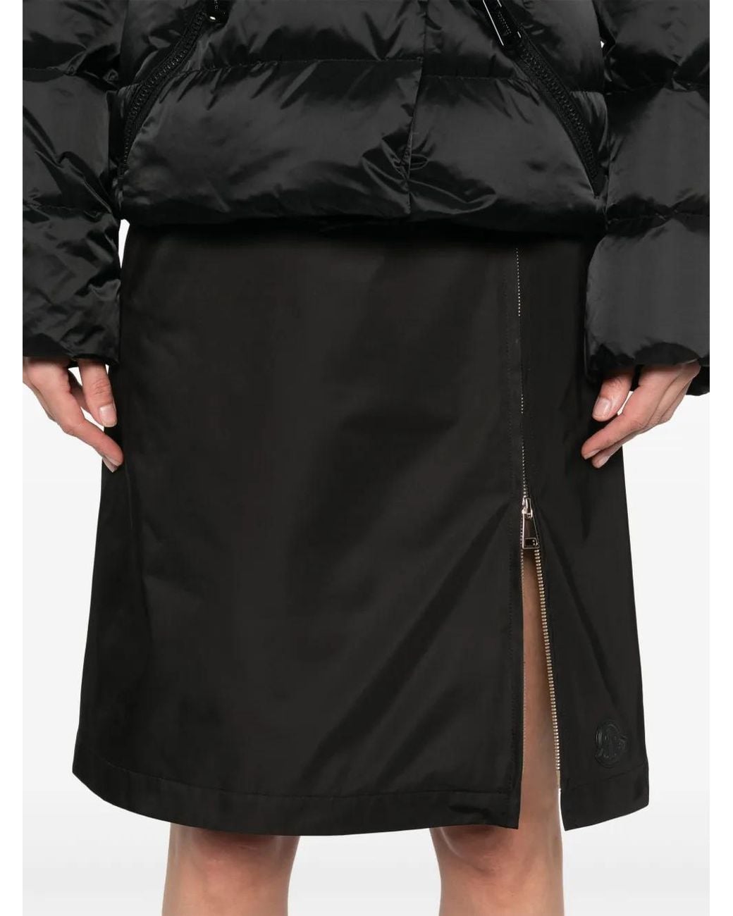 Moncler Black Zipped Midi Skirt