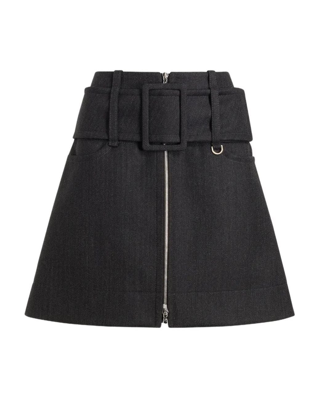 Patou Black Belted Mini Skirt