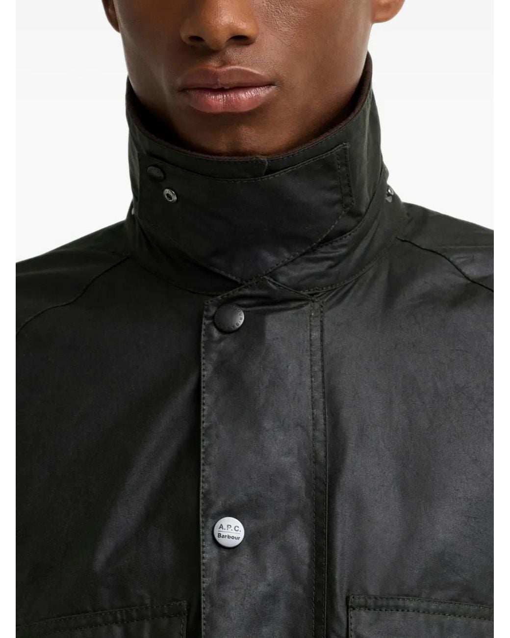 Barbour Black Waxed-Cotton Corduroy-Collar Coat for men