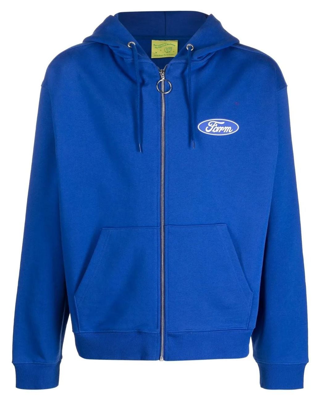 Sky High Farm Blue Slogan-Print Zip-Up Hoodie for men