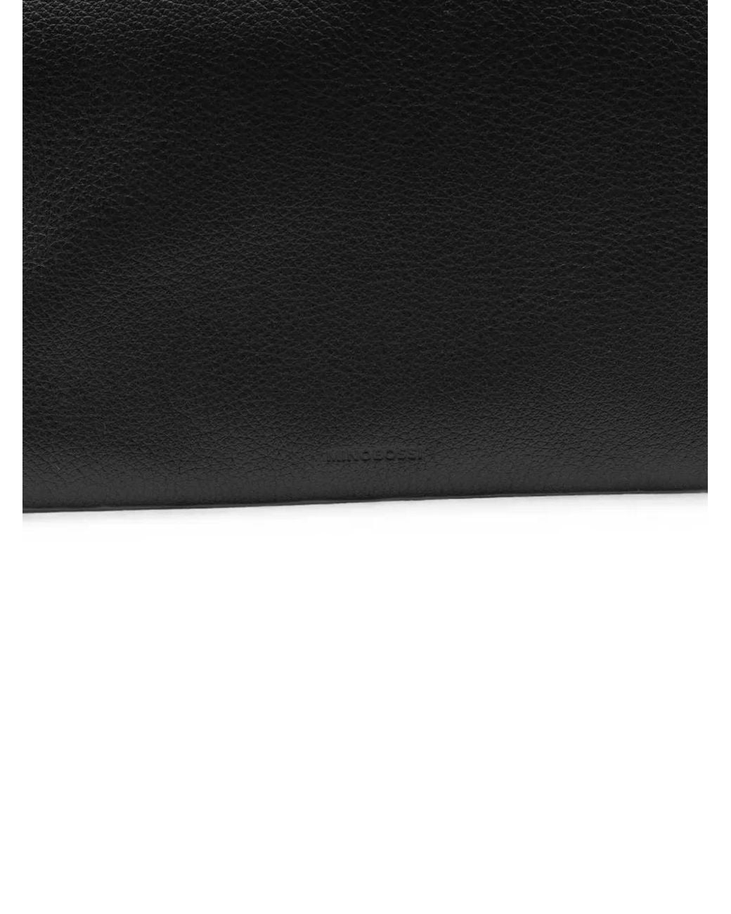 MINOBOSSI Black Medium Adele Grained Leather Tote Bag
