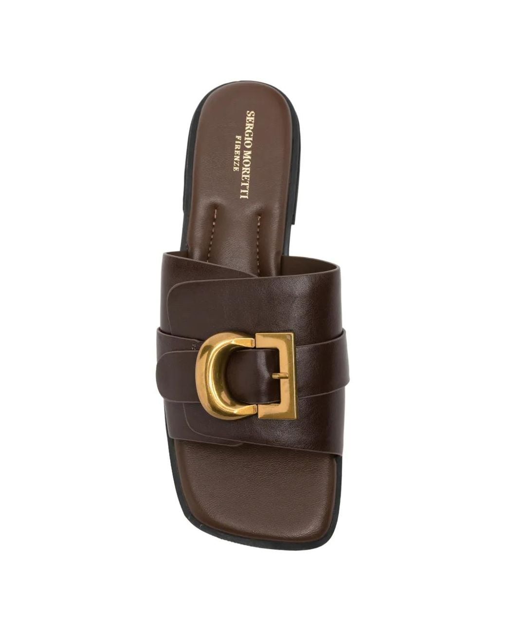 SERGIO MORETTI FIRENZE White Buckle-Detail Leather Sandals
