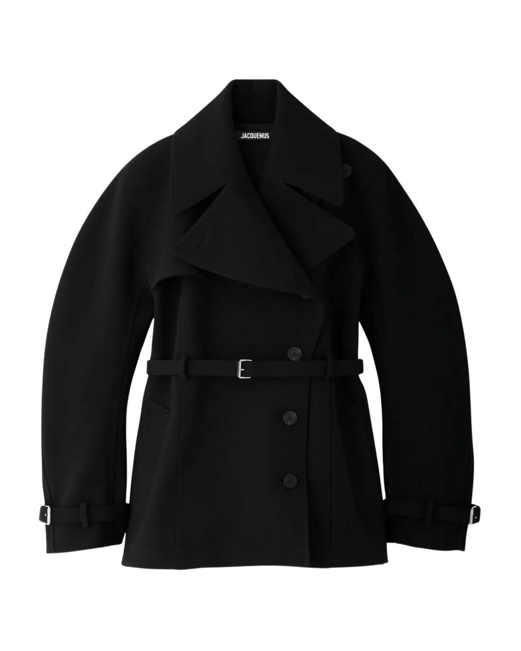 Jacquemus Black Belted Balloon-Sleeve Coat