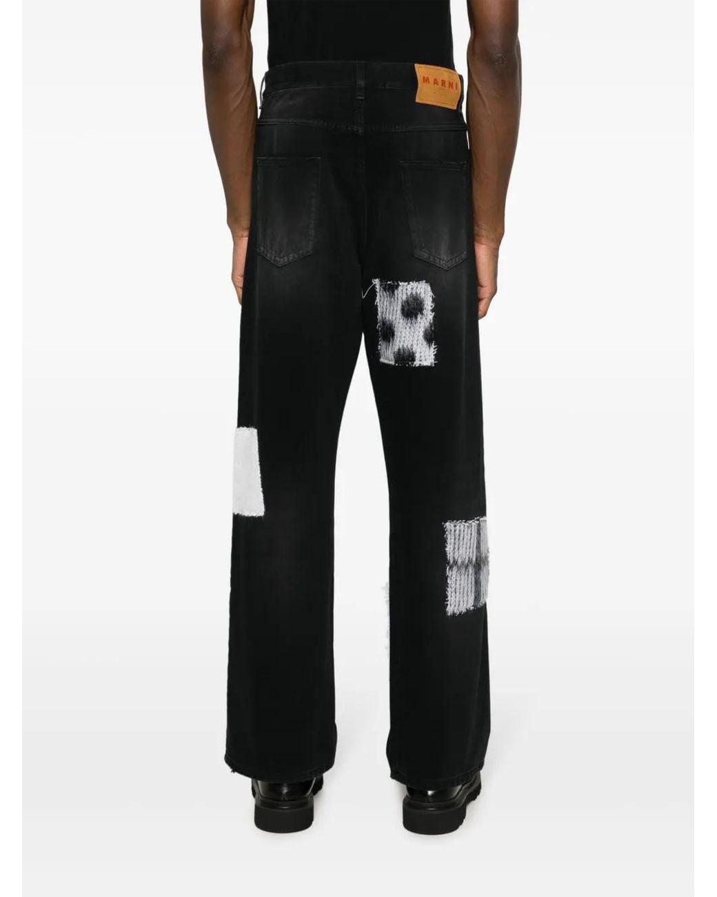 Marni Black Patchwork Denim Jeans for men