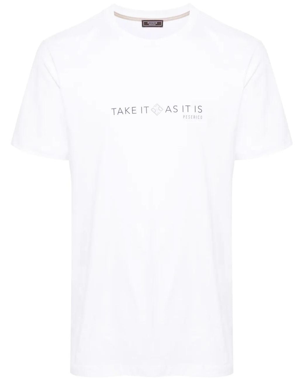 Peserico White Text-Print Cotton T-Shirt for men