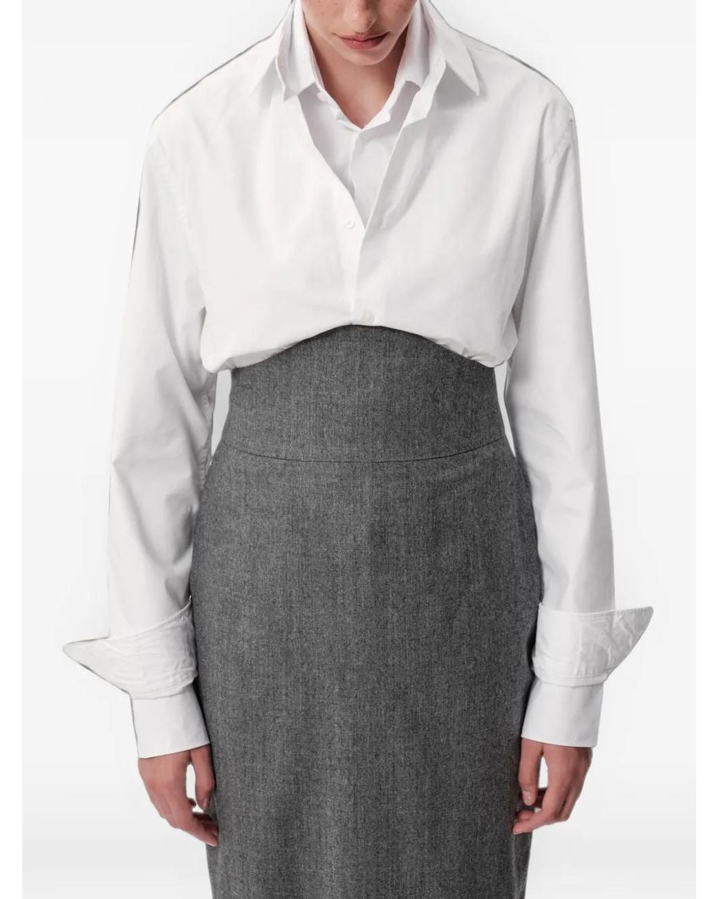 Concepto Gray Marble High-Waisted Straight Midi Skirt