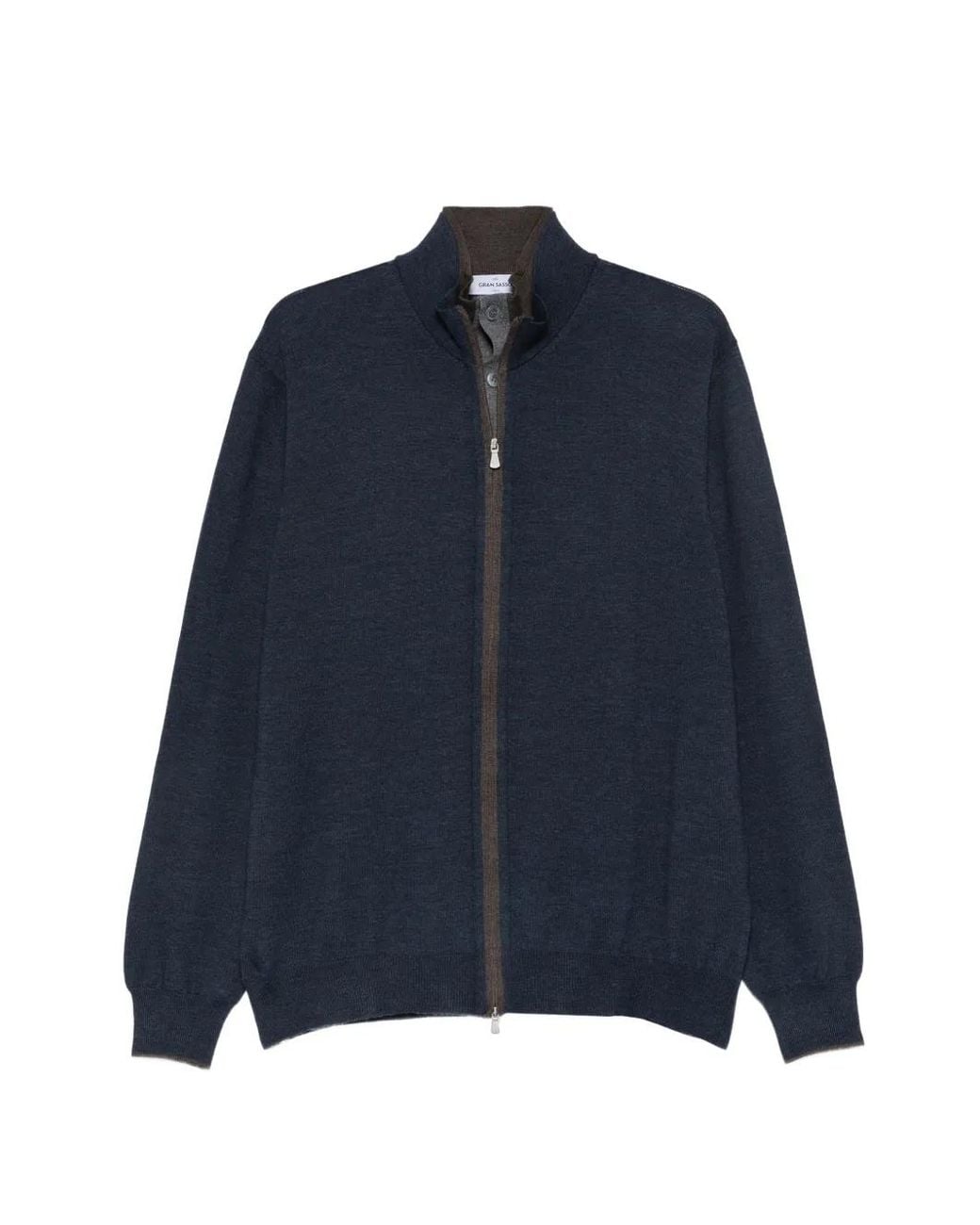 Gran Sasso Blue Zip-Up Panelled Sweater for men