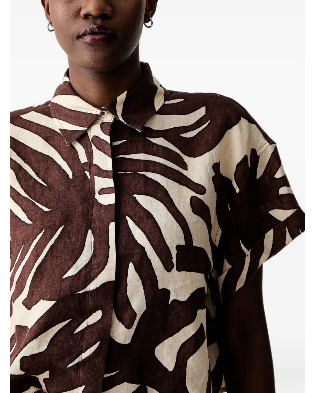 Benetton Black Chemise À Motif Végétal