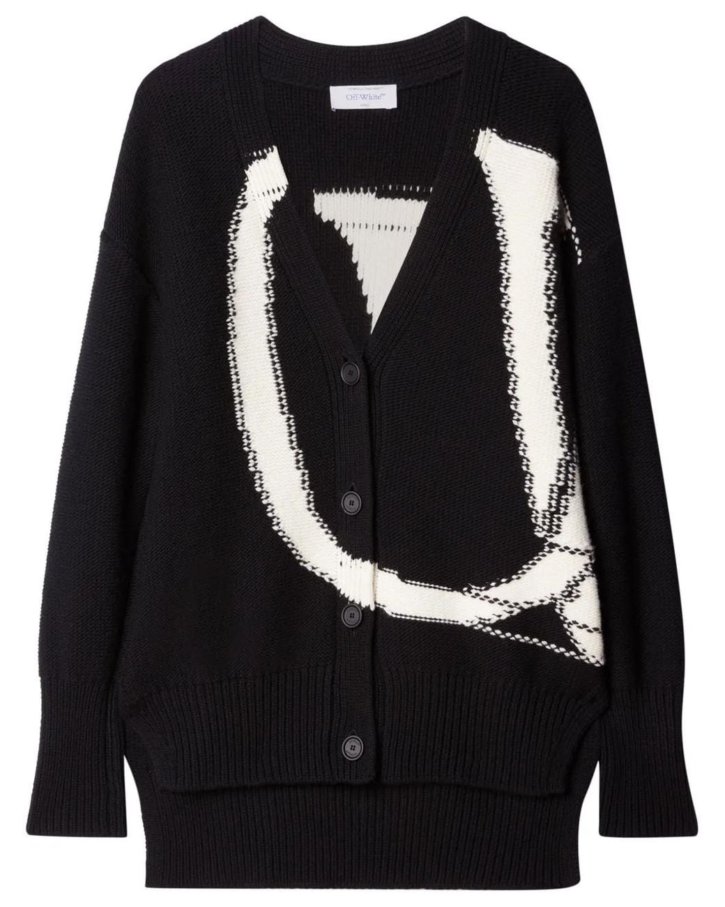 Off-White c/o Virgil Abloh Black Logo-intarsia Wool Cardigan for men