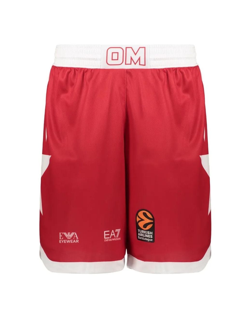 EA7 Red Logo-Print Star-Motif Shorts for men