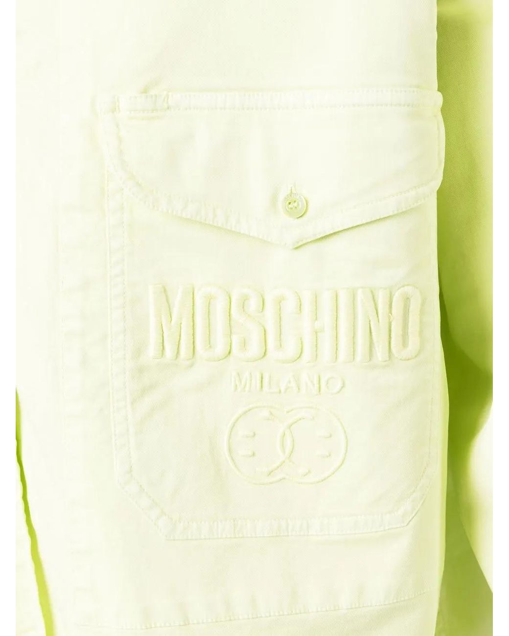 Moschino Yellow Embroidered-Logo Detail Shirt for men