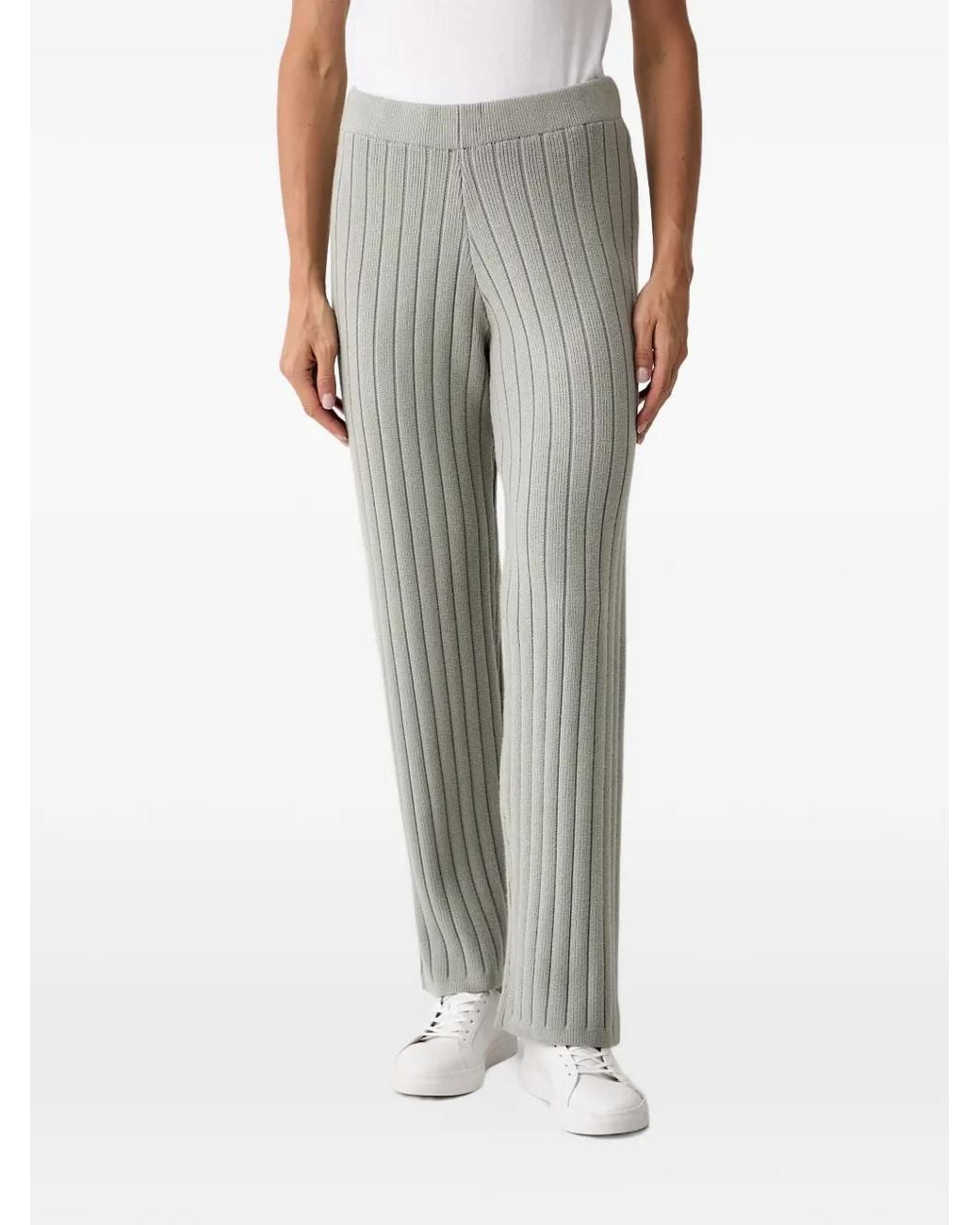 Chantelle Green Twist Ribbed-Knit Trousers