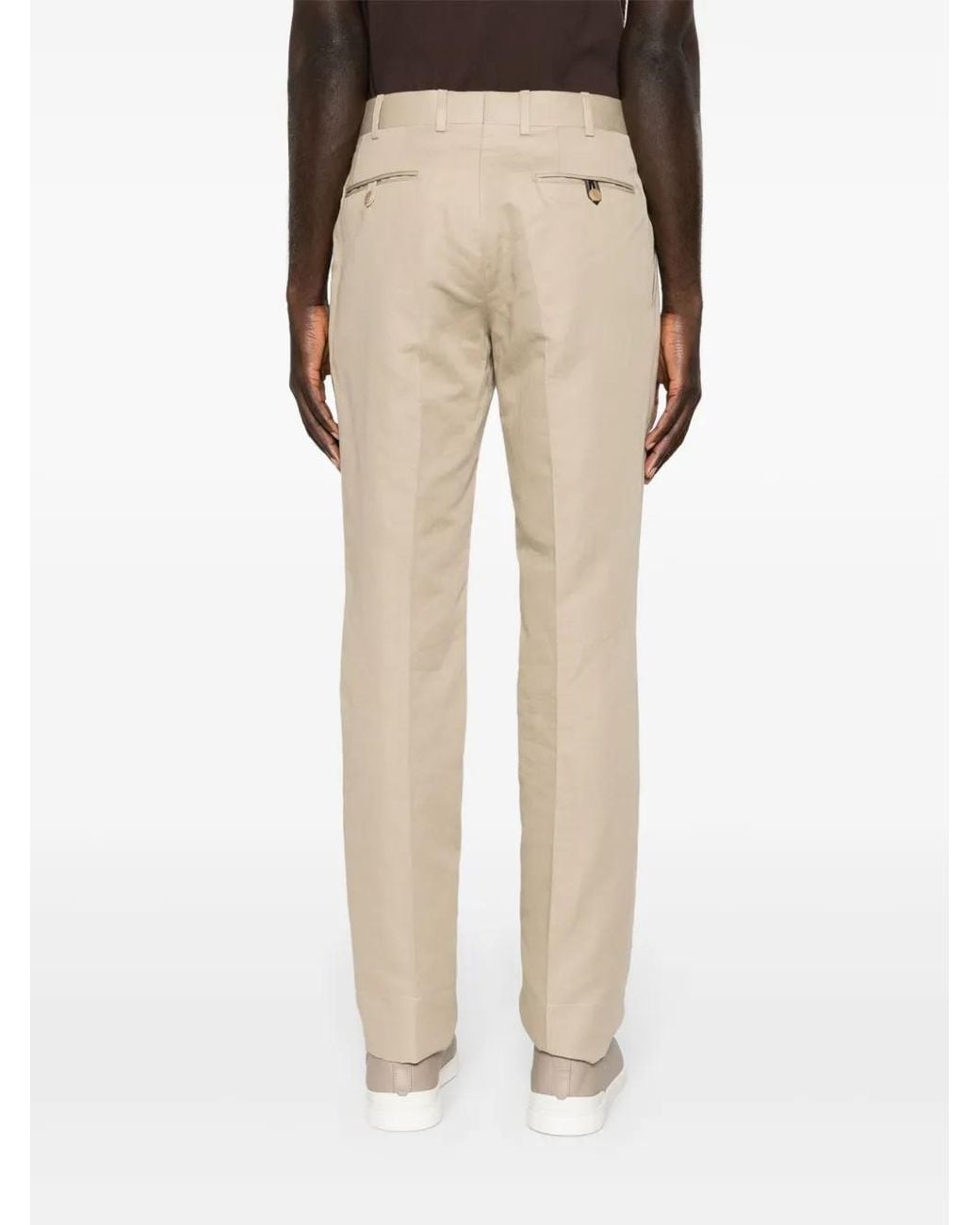 Brioni Natural Mid-Rise Tailored Trousers for men