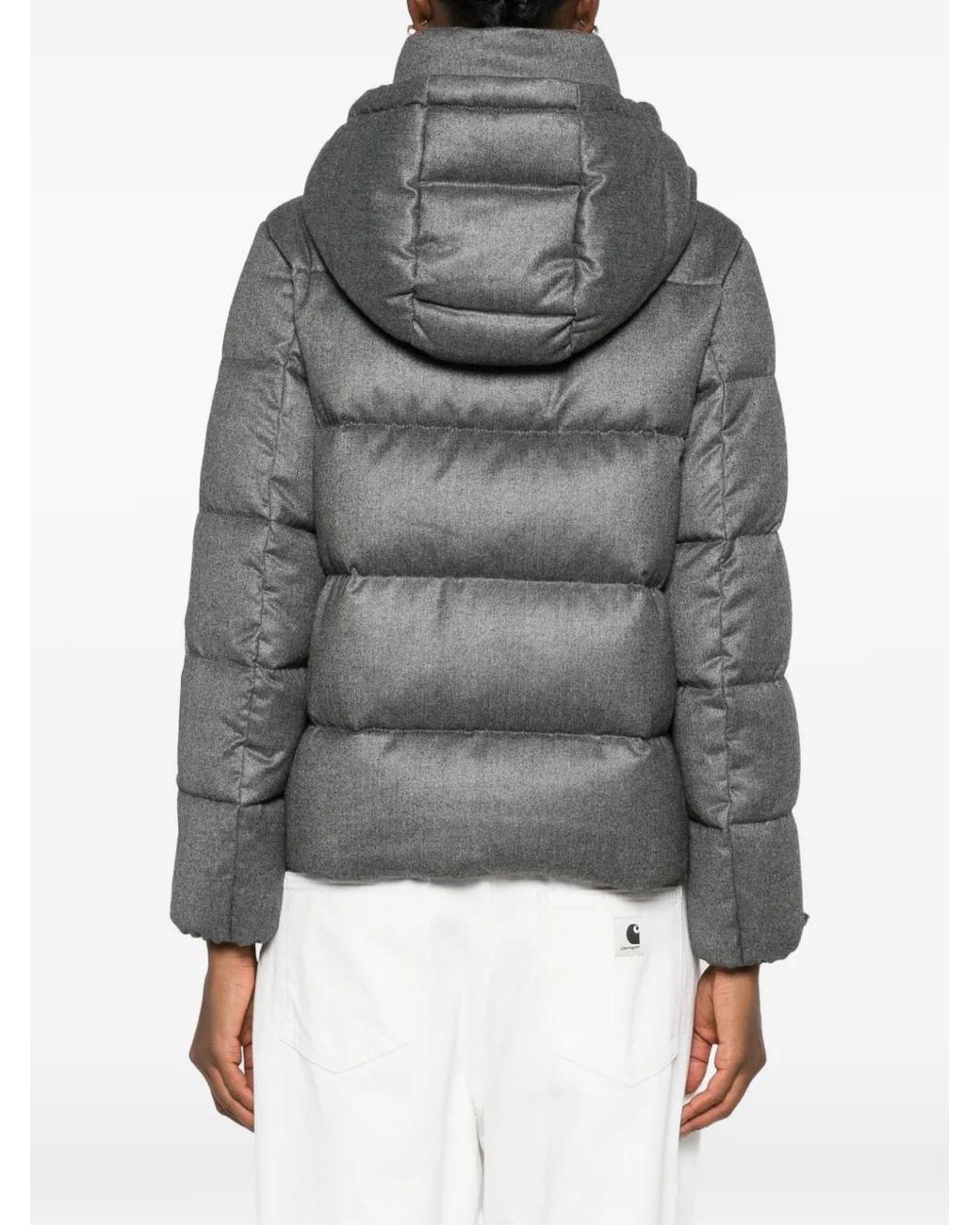 Peserico Gray Quilted Hooded Jacket