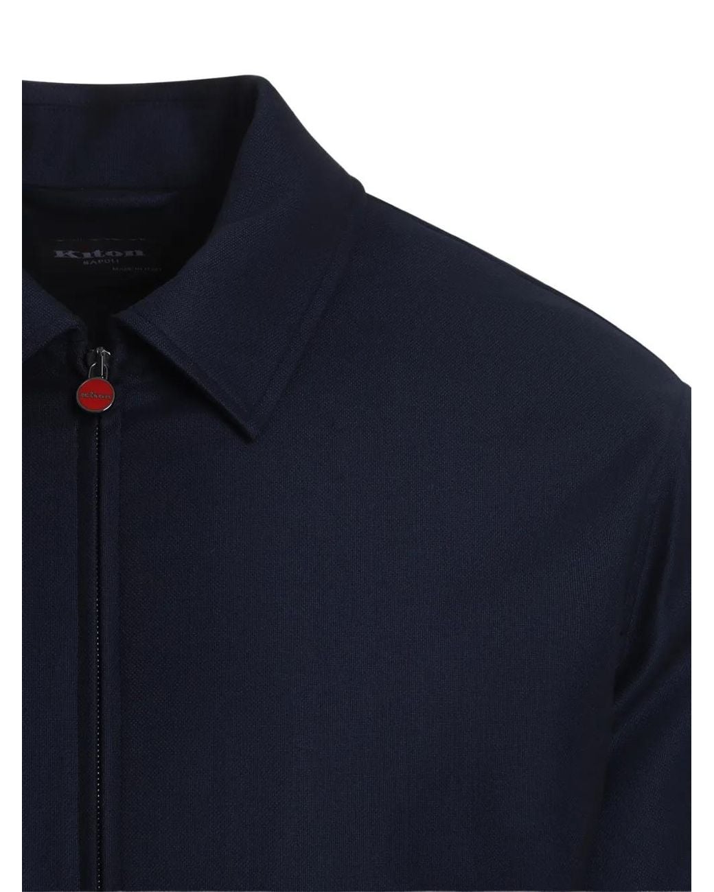 Kiton Blue Ribbed-Hem Zip-Up Bomber Jacket for men