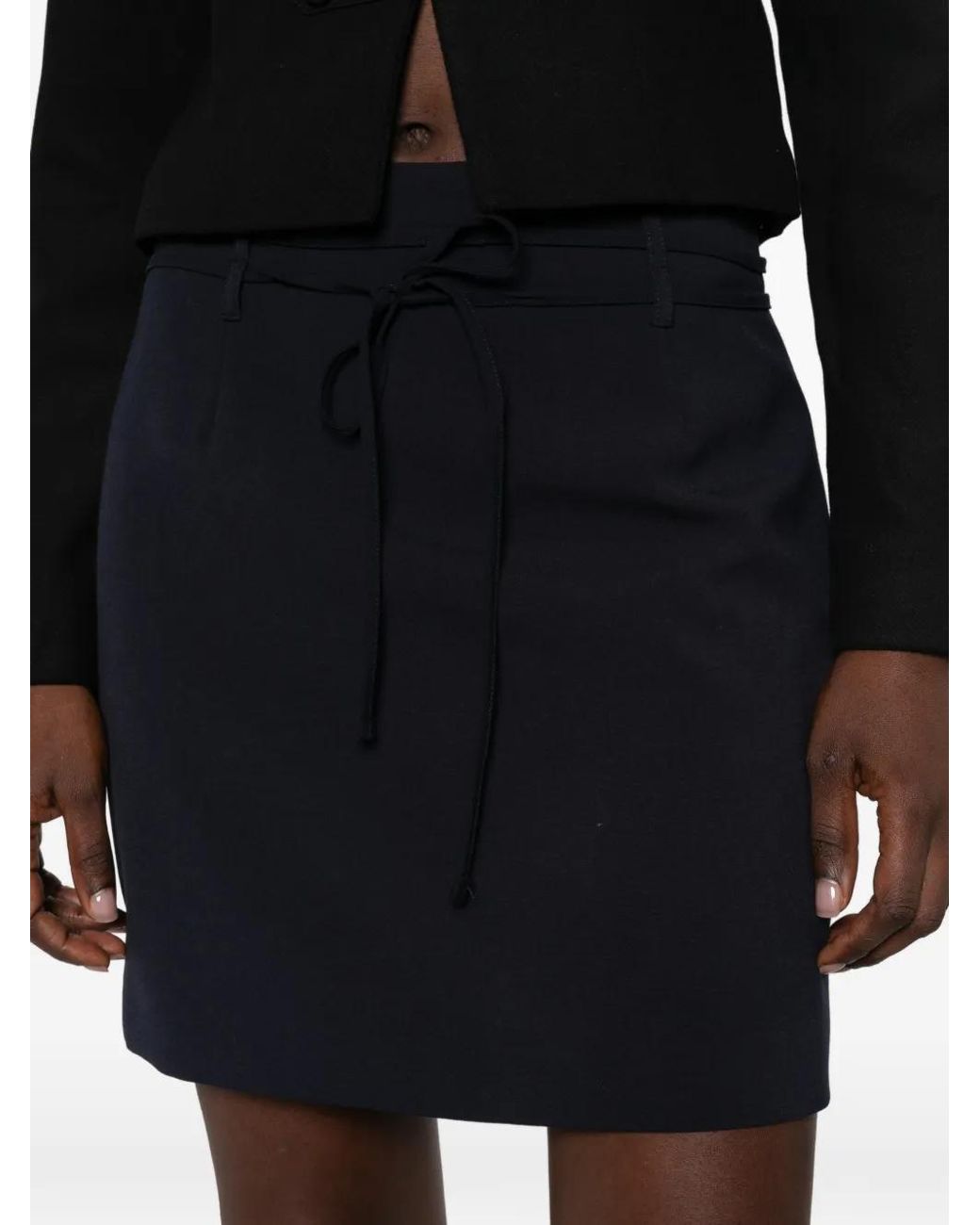 Twinset Black Tie-Fastening Belt-Loops Mini Skirt