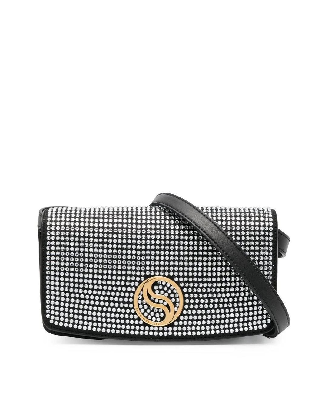 Stella McCartney Gray S-Wave Crystal-Embellished Crossbody Bag
