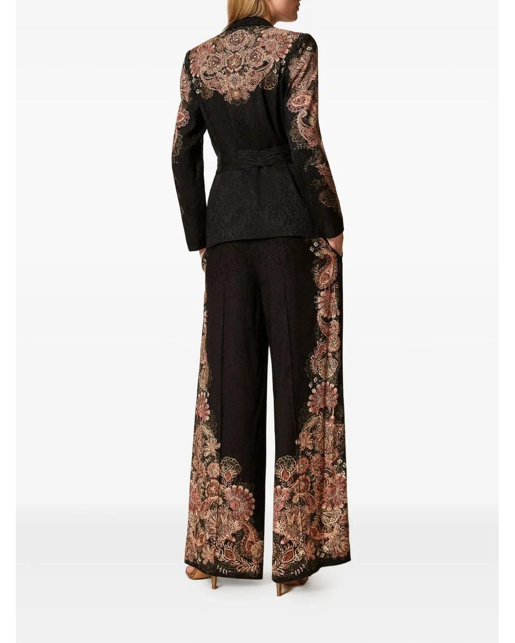 Twinset Black Paisley-Print Trousers