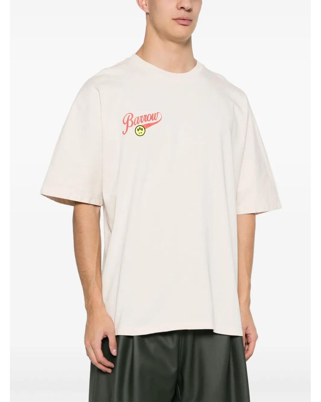 Barrow White Logo-Print Cotton T-Shirt
