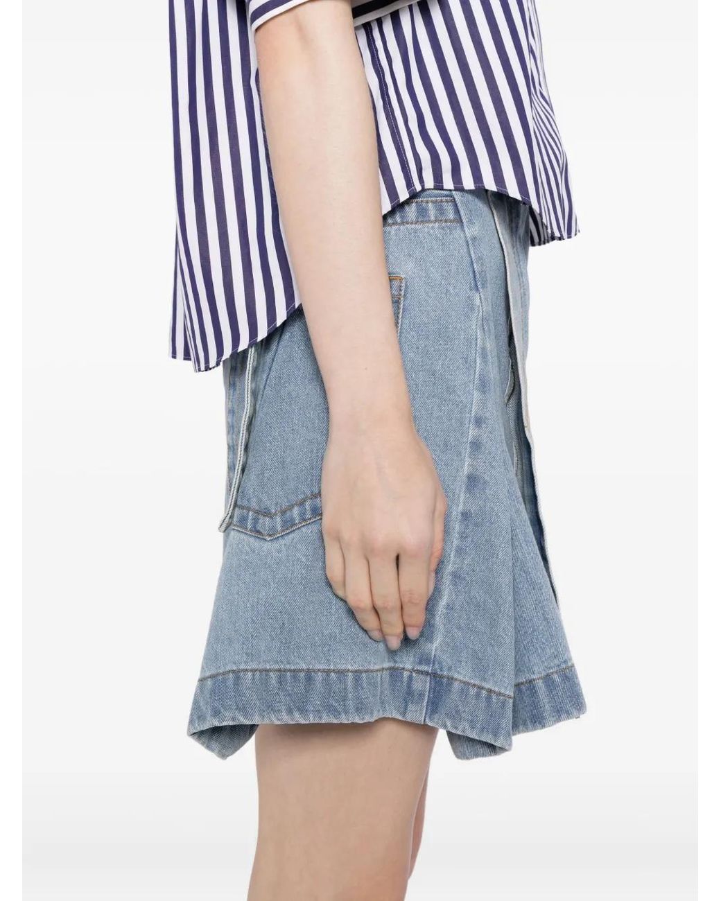 Sacai Blue Belted Denim Skirt
