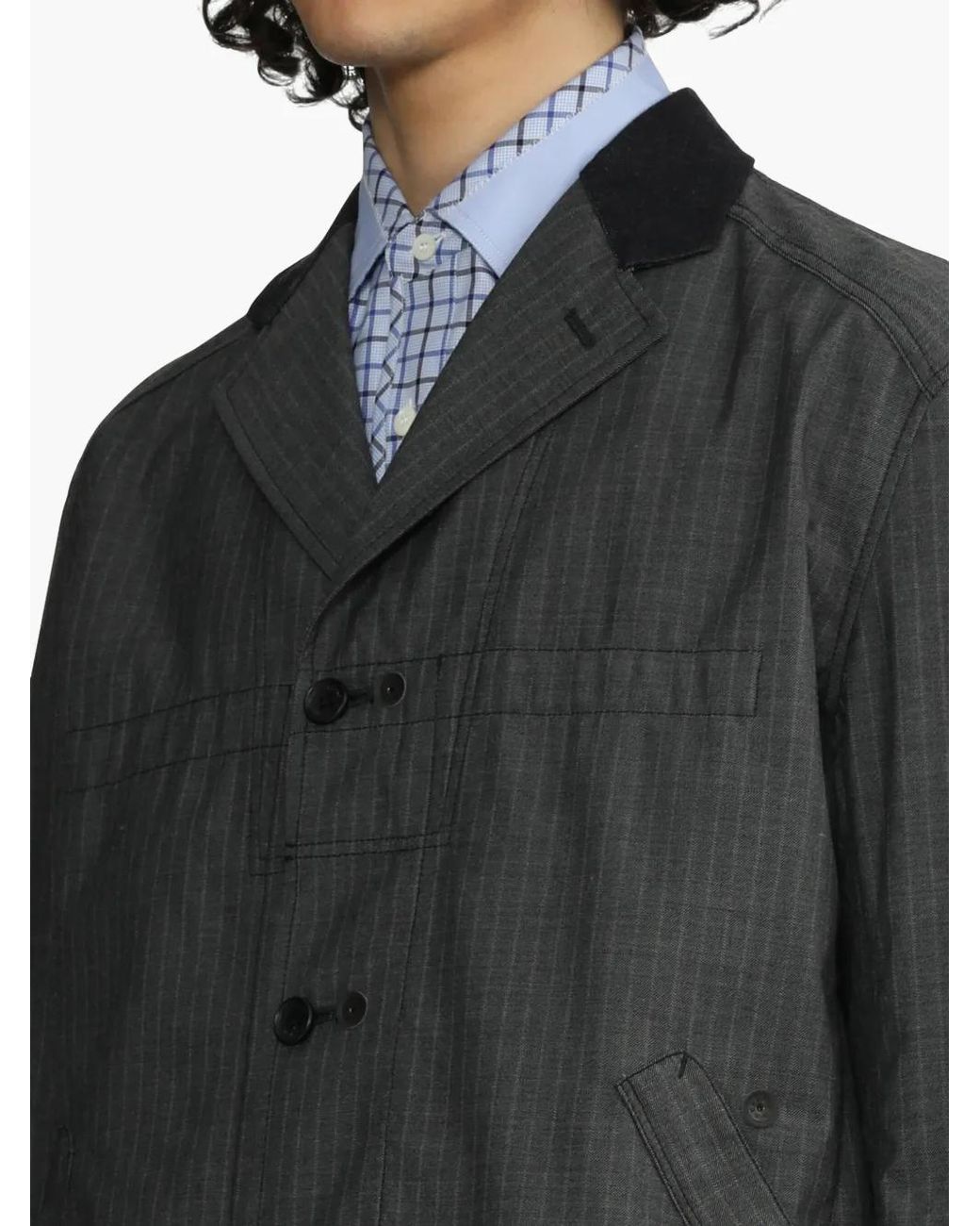 Junya Watanabe Black Button-Down Blazer for men
