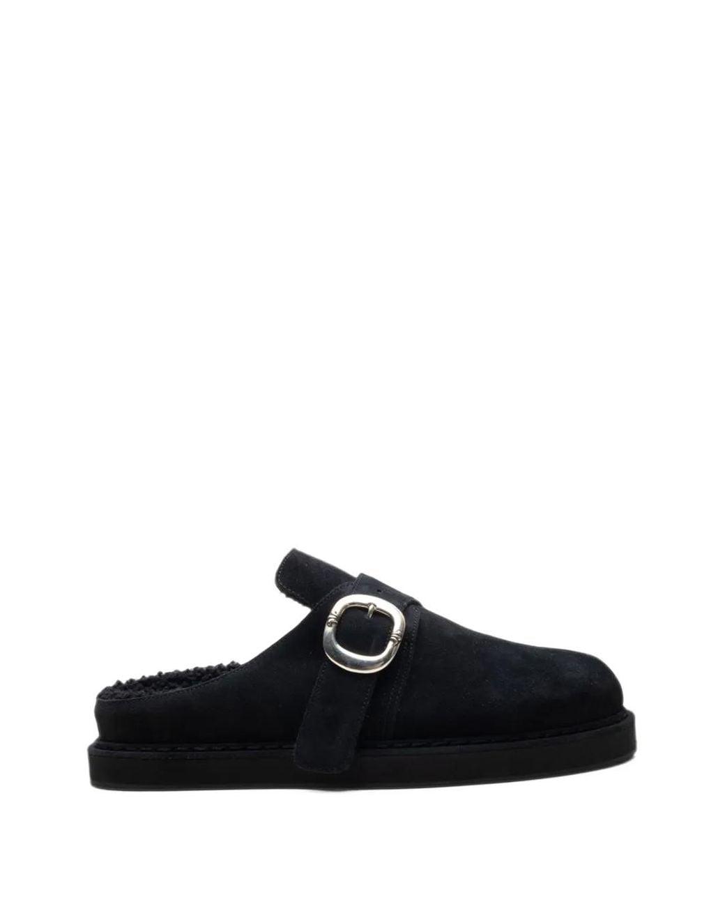 Chrome Hearts White Buckle-Fastening Suede Clogs for men