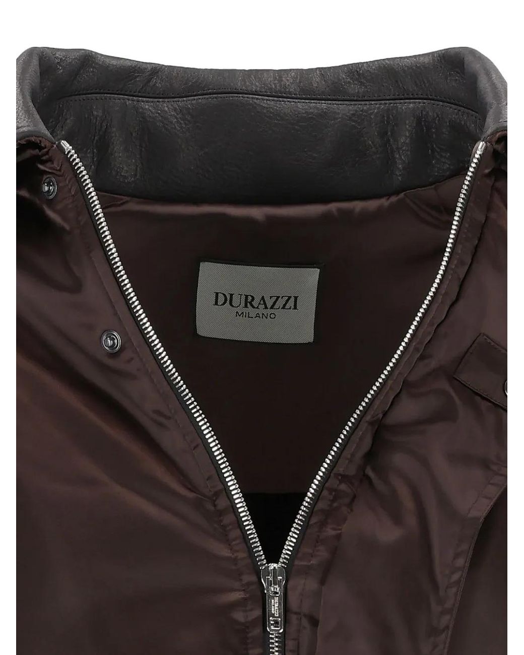 DURAZZI MILANO Black Manteau Matelassé À Col En Cuir