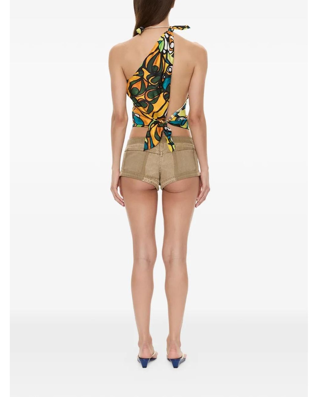 Christopher Esber Yellow Tropic Nouveau Scarf-Tie Top