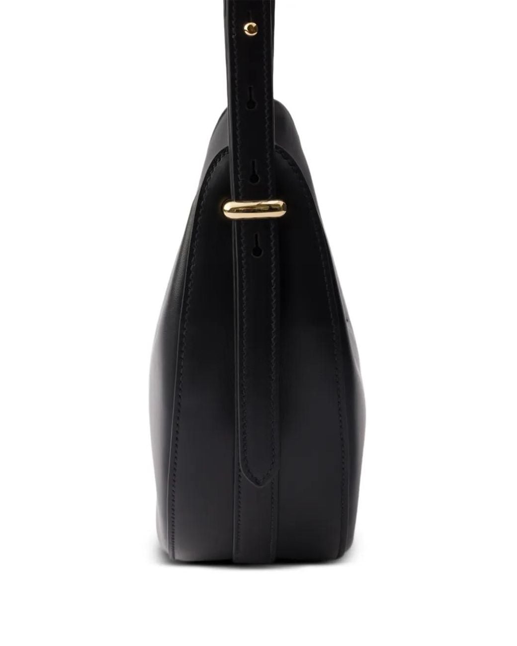 Prada Black Small Arqué Leather Shoulder Bag