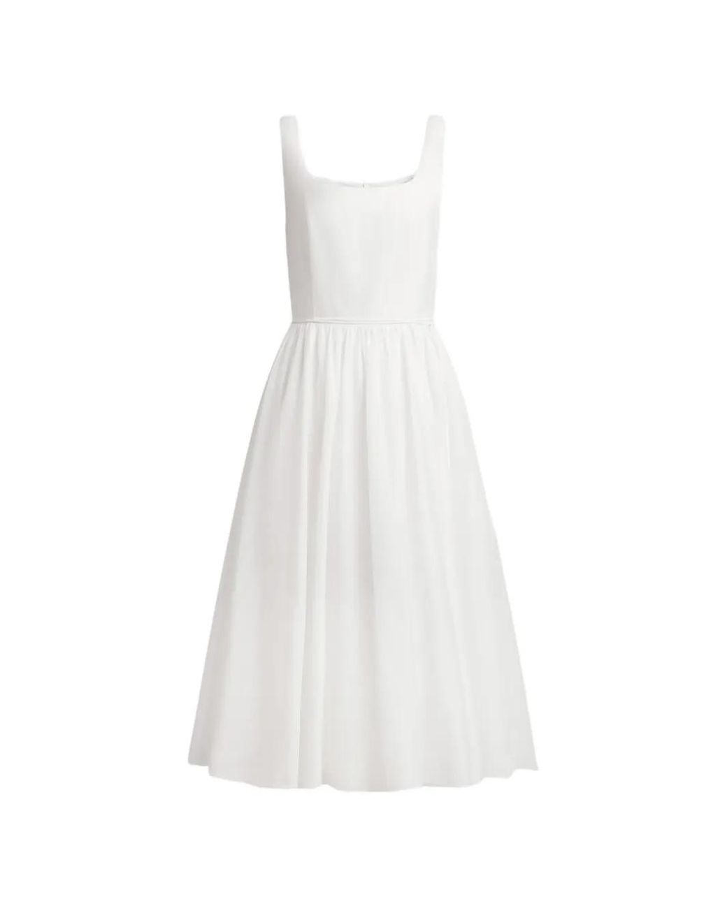 12 STOREEZ White Square-Neck Midi Dress
