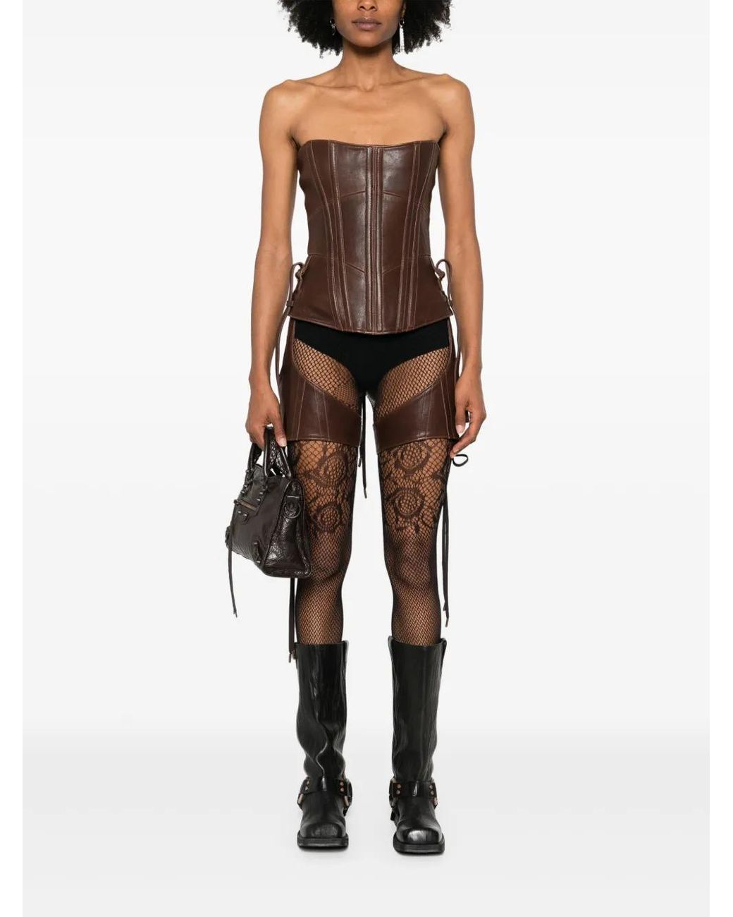 KNWLS Detachable-Chaps Leather Corset Top in Brown | Lyst