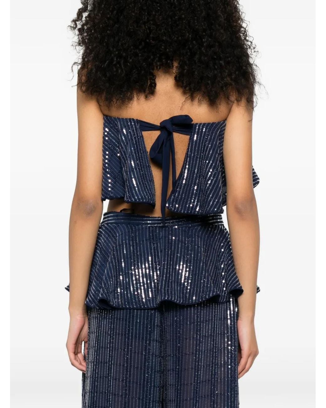 Adriana Degreas Blue Sequin-Embellished Top