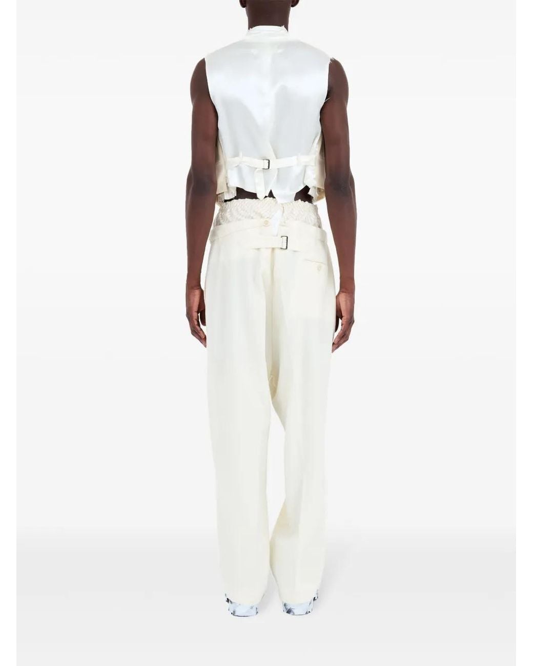 Maison Margiela White Striped Panel Waistcoat for men