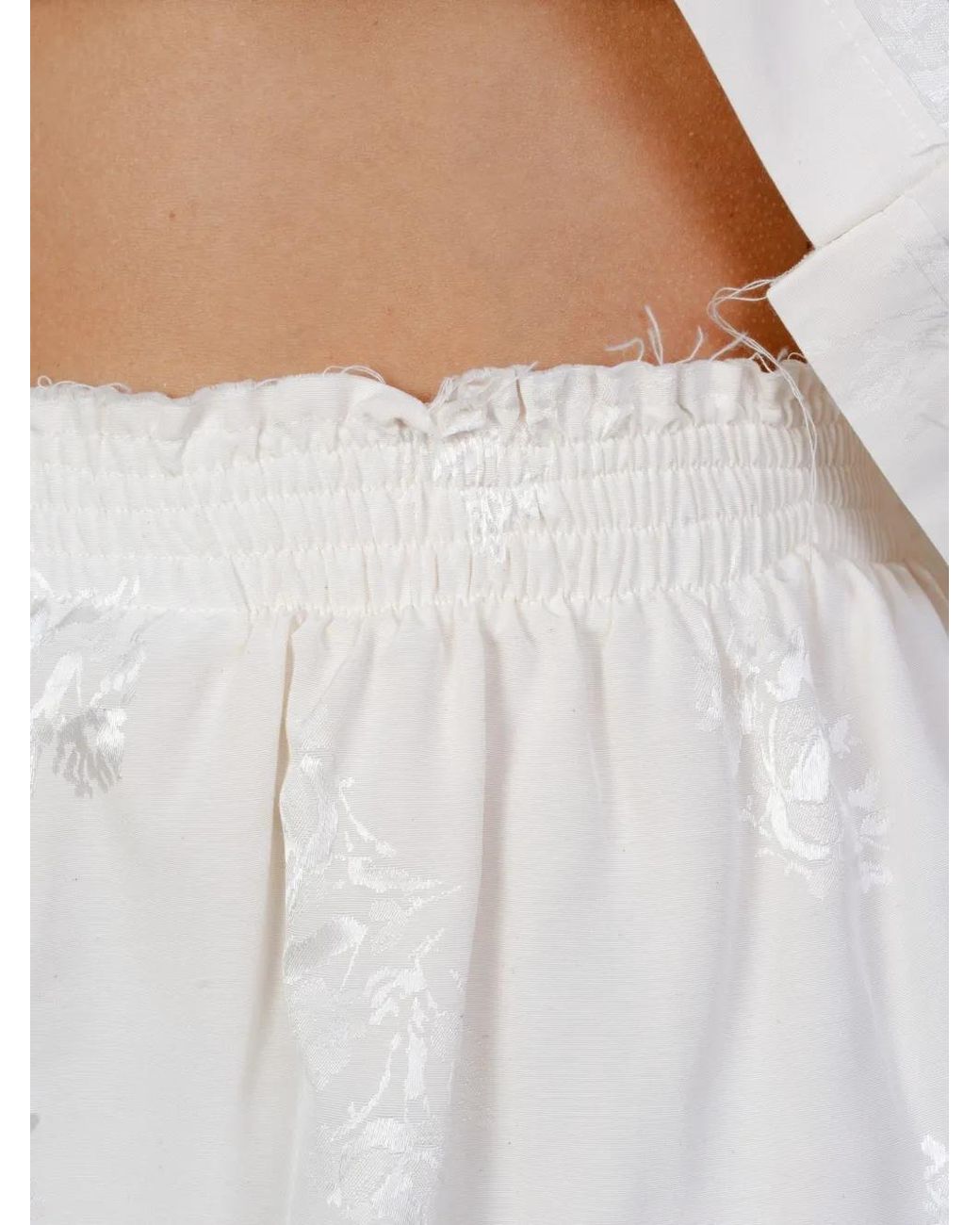 Camiel Fortgens White Flower-Jacquard Raw-Edge Skirt
