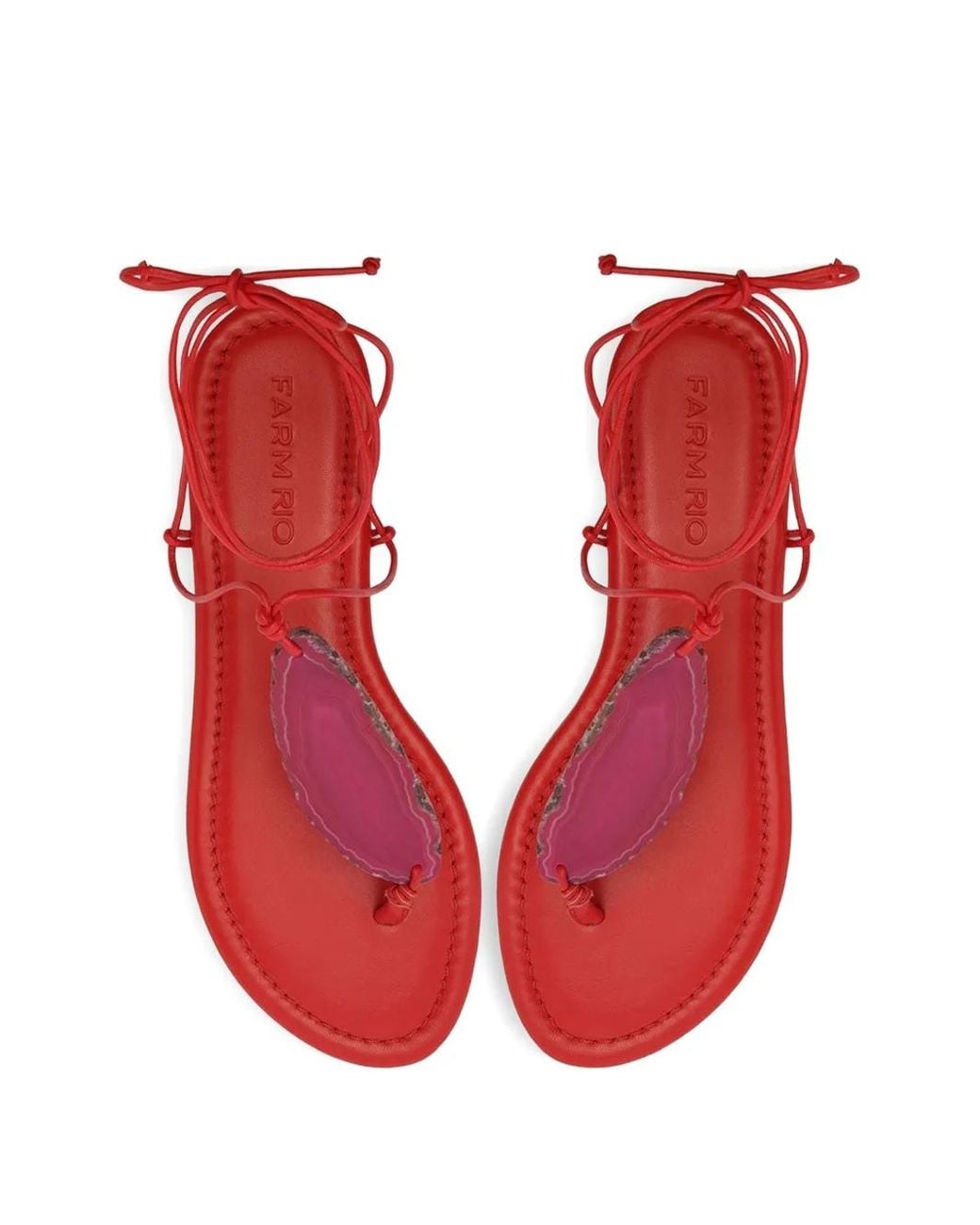 Farm Rio Pink Tie Stone Sandals