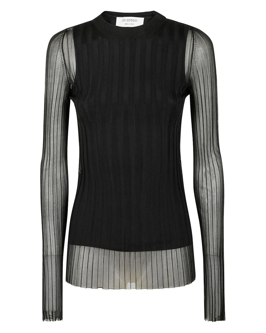 Sportmax Black Pleated Long-Sleeve Top
