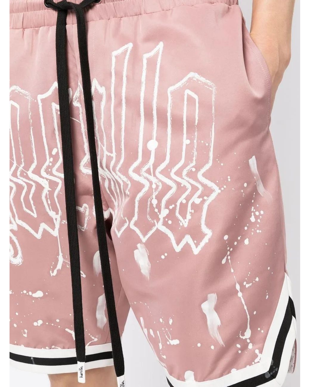 Haculla Pink Paint Splatter Basketball Shorts for men