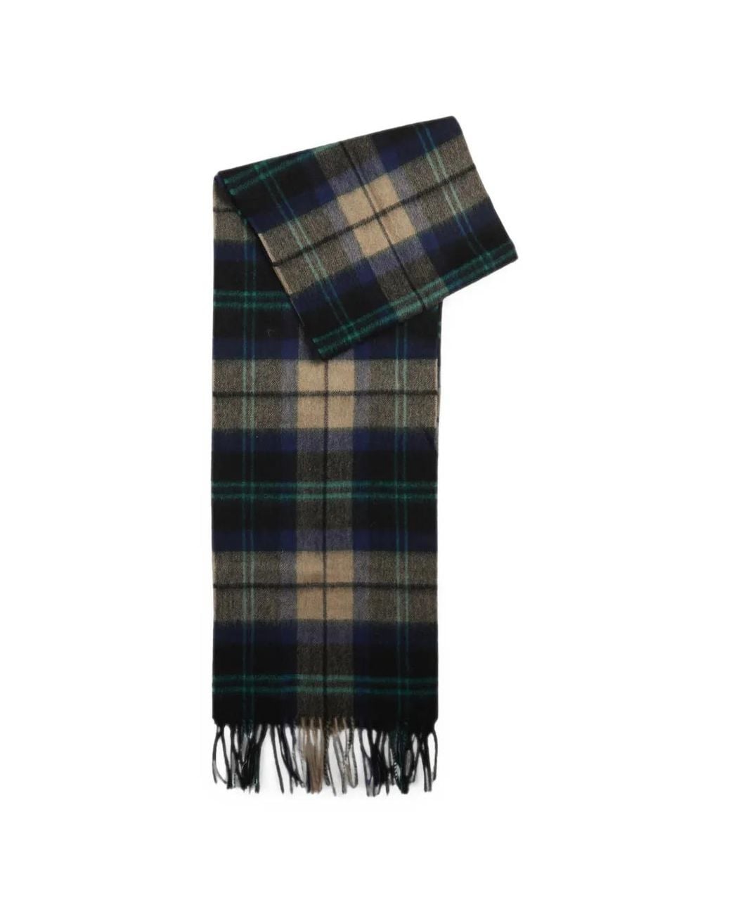 Barbour Black Tartan-Check Fringed Scarf for men